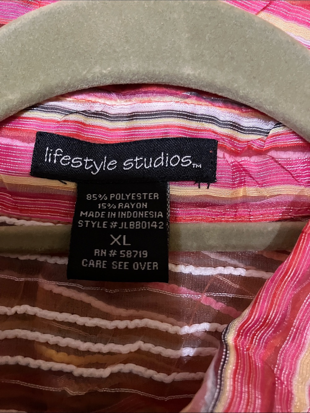 Tommy Bahama Pink Multistripe Button-Down Women's Shirt - Picture 2 of 10